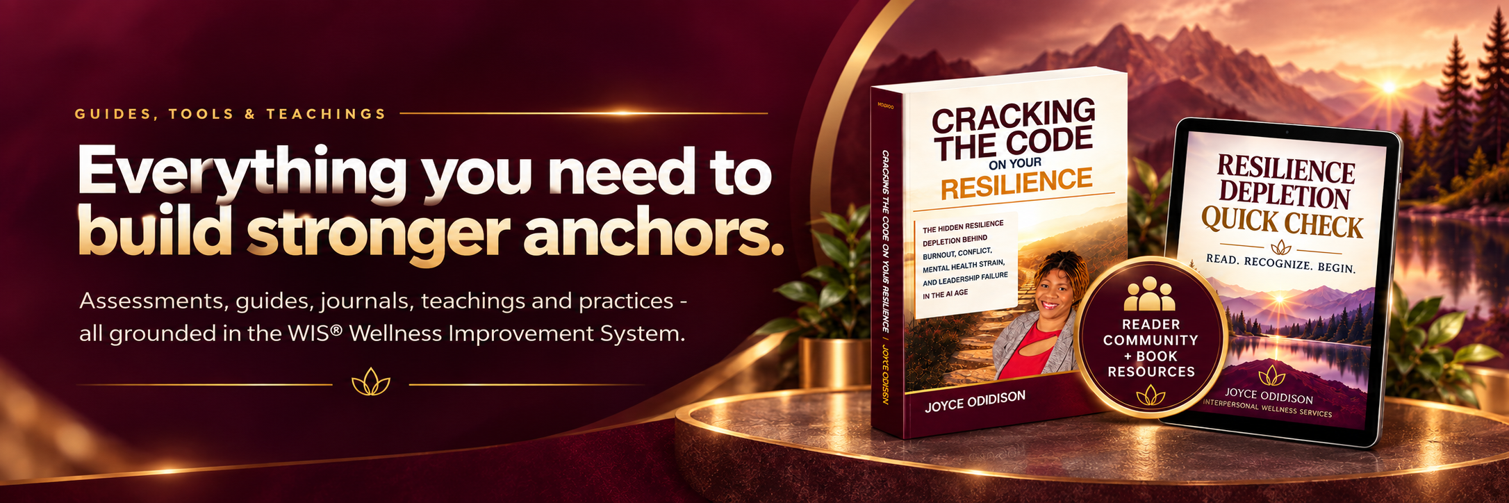Guides, Tools & Teachings — Everything you need to build stronger anchors. Assessments, guides, journals, teachings and practices - all grounded in the WIS® Wellness Improvement System.